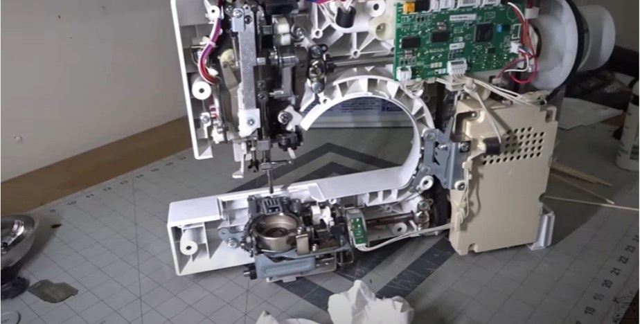 lean the bobbin area and shuttle
