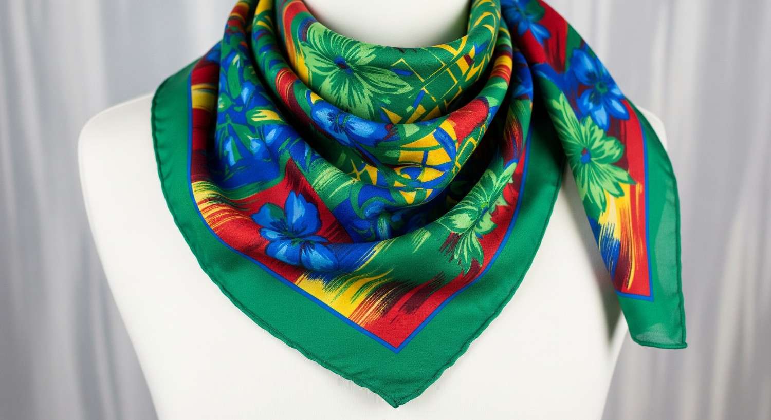 A Classic Square Scarf, Often Made Of Silk And Measuring Around 90×90 Cm Or Larger, Offers Timeless Elegance With Vibrant Prints.