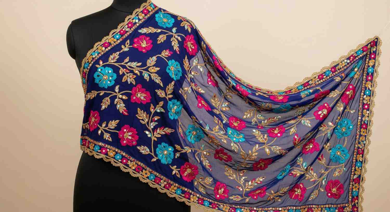 Originating From South Asia, The Dupatta Is A Long, Flowing Scarf Worn Draped Over The Shoulders Or Head.