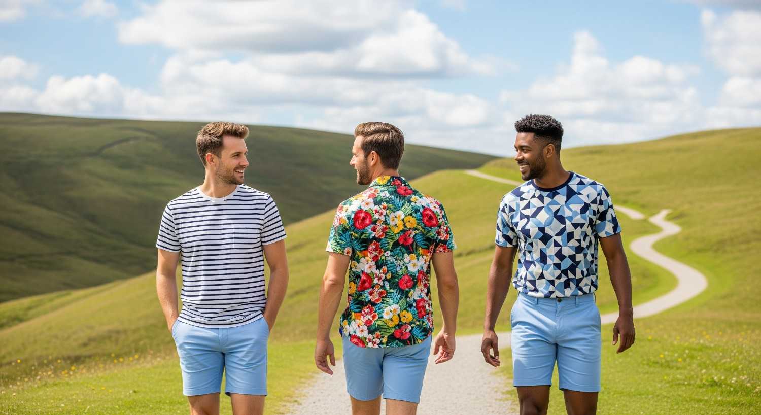 Pattern And Prints That Go Well With Light Blue Shorts