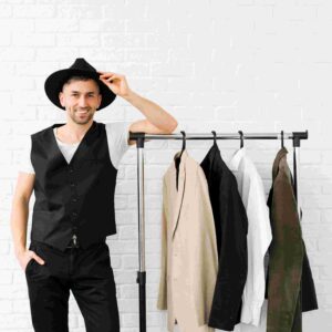 Stylish Man Wearing Hat Standing Wardrobe